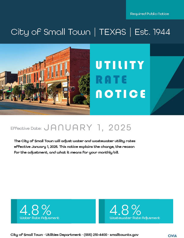 Utility Rate Notice cover sample